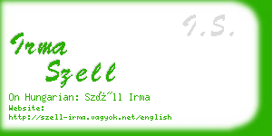 irma szell business card